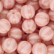 12 mm DQ&reg; acryl kralen met strepen Light pink-peach pink