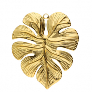 Roestvrij stalen (RVS) Stainless steel bedels blad Gold