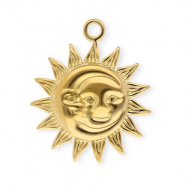 Roestvrij stalen (RVS) Stainless steel bedels zon & maan Gold