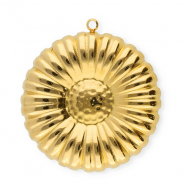 Roestvrij stalen (RVS) Stainless steel bedels bloem Gold