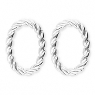 BY31&reg; Roestvrij stalen (RVS) Stainless steel oorbellen&nbsp;/&nbsp;oorstekers ovaal twisted Silver