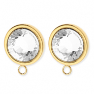 BY31&reg; Roestvrij stalen (RVS) Stainless steel onderdelen oorbellen&nbsp;/&nbsp;oorstekers rond met crystal met oogje Gold-crystal
