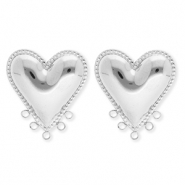 BY31&reg; Roestvrij stalen (RVS) Stainless steel onderdelen oorbellen&nbsp;/&nbsp;oorstekers hart met 5 oogjes Silver