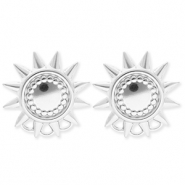 BY31&reg; Roestvrij stalen (RVS) Stainless steel onderdelen oorbellen&nbsp;/&nbsp;oorstekers zon met 3 oogjes Silver