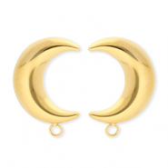 BY31&reg; Roestvrij stalen (RVS) Stainless steel onderdelen oorbellen&nbsp;/&nbsp;oorstekers maan met oogje Gold
