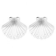 BY31&reg; Roestvrij stalen (RVS) Stainless steel onderdelen oorbellen&nbsp;/&nbsp;oorstekers schelp met 5 oogjes Silver