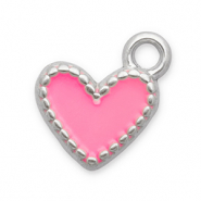 Roestvrij stalen (RVS) Stainless steel bedels hart Silver-pink