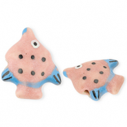 Kralen keramiek vis Vintage pink-blue-black
