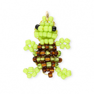 BY31® Bedels van glaskralen schildpad Lime green-brown-black-gold