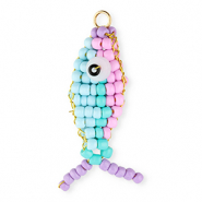 BY31® Bedels van glaskralen vis Pastel lilac-light blue-turquoise-lavender-gold