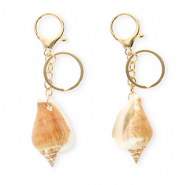 Sleutelhangers schelp Light brown-gold