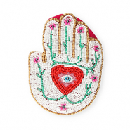 Portemonnee hand met alziend oog Gold-white-fuchsia-red-green