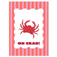 BY31® Sieraden kaartjes "Oh crab!" Red-pink-white