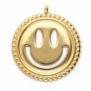 BY31® Roestvrij stalen (RVS) Stainless steel bedels smiley Gold