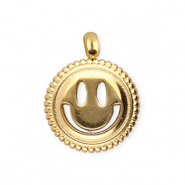 BY31® Roestvrij stalen (RVS) Stainless steel bedels smiley Gold