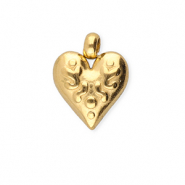BY31® Roestvrij stalen (RVS) Stainless steel bedels hart Gold