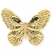 Roestvrij stalen (RVS) Stainless steel statement broches vlinder Gold