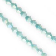 Top Facet kralen bicone 6mm Aqua green-AB coating
