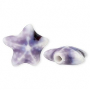 Kralen keramiek zeester Purple-blue