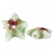 Kralen keramiek zeester Light green-brown