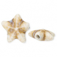 Kralen keramiek zeester Off white-light brown