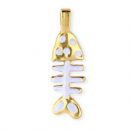 Roestvrij stalen (RVS) Stainless steel bedels enamel vissengraat Gold-lavender white