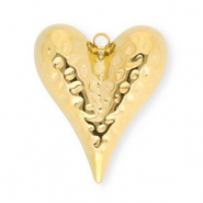 Roestvrij stalen (RVS) Stainless steel bedels hart Gold