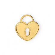 Roestvrij stalen (RVS) Stainless steel bedels hart Gold