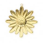 Roestvrij stalen (RVS) Stainless steel bedels bloem Gold