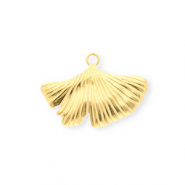 Roestvrij stalen (RVS) Stainless steel bedels ginkgo blad Gold