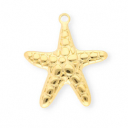 Roestvrij stalen (RVS) Stainless steel bedels zeester Gold