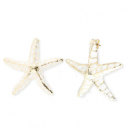 Trendy oorbellen&nbsp;/&nbsp;oorstekers enamel zeester met RVS steker Gold-white