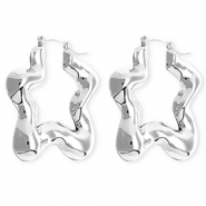 Statement oorbellen / creolen ster met RVS steker Silver