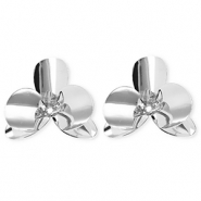 Statement oorbellen / oorstekers bloem met RVS steker Silver