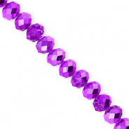 Top Facet kralen 8x6mm disc Dark purple-pearl shine coating