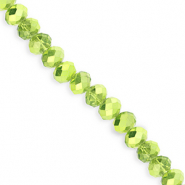 Top Facet kralen 6x5mm disc Green-pearl shine coating