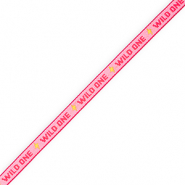 BY31® Lint met tekst "Wild one" Pink-red-yellow