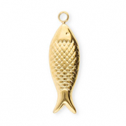 Roestvrij stalen (RVS) Stainless steel bedels vis Gold