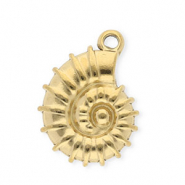 Roestvrij stalen (RVS) Stainless steel bedels zeeschelp Gold