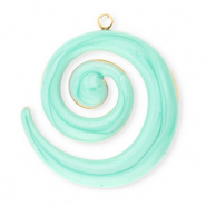 Roestvrij stalen (RVS) Stainless steel bedels spiraal Gold-mint green marble