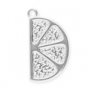 Roestvrij stalen (RVS) Stainless steel bedels plakje fruit Silver