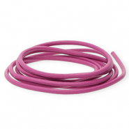 DQ leer rond 2mm Cherry pink