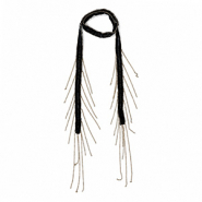 Organza choker met glaskralen Black-gold