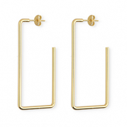 Roestvrij stalen (RVS) Stainless steel oorbellen&nbsp;/&nbsp;oorstekers rechthoek Gold