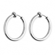 Roestvrij stalen (RVS) Stainless steel clip&nbsp;oorbellen&nbsp;/&nbsp;creolen Silver