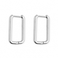 Roestvrij stalen (RVS) Stainless steel oorbellen&nbsp;/&nbsp;creolen rechthoek Silver