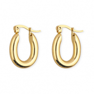 Roestvrij stalen (RVS) Stainless steel oorbellen&nbsp;/&nbsp;creolen ovaal Gold