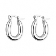 Roestvrij stalen (RVS) Stainless steel oorbellen&nbsp;/&nbsp;creolen ovaal Silver