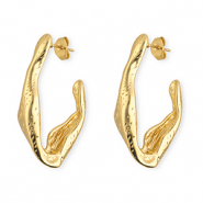 Roestvrij stalen (RVS) Stainless steel oorbellen&nbsp;/&nbsp;oorstekers ovaal Gold