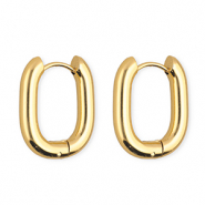 Roestvrij stalen (RVS) Stainless steel oorbellen&nbsp;/&nbsp;creolen ovaal Gold
